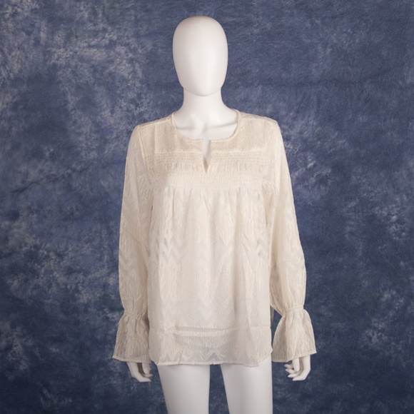 Maette Stella & Dot White Gold Boho Peasant Top - Picture 1 of 4